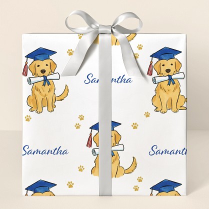 Personalized Graduation Puppy Wrapping Paper
