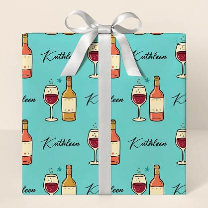 Personalized Retro Wine Birthday Wrapping Paper