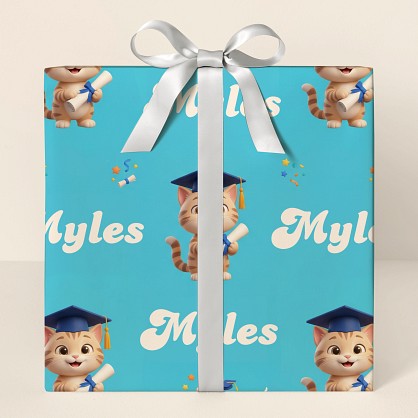 Personalized Graduation Cat Wrapping Paper
