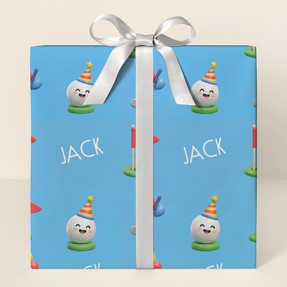 Personalized Golf Birthday Party Wrapping Paper
