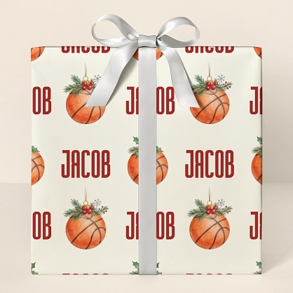 Personalized Basketball Christmas Ornament Wrapping Paper