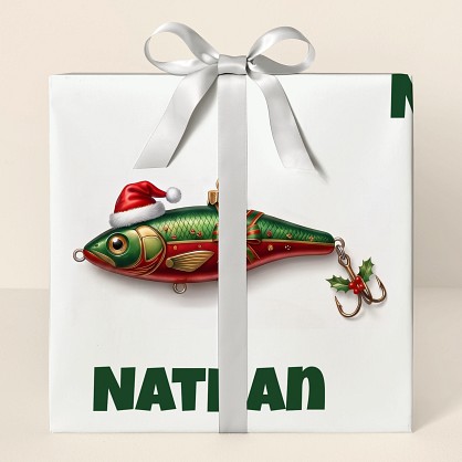 Personalized Christmas Fishing Lures Wrapping Paper