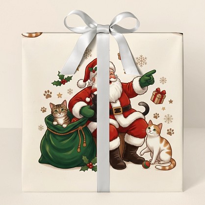 Santa's Cat Friends Christmas Wrapping Paper