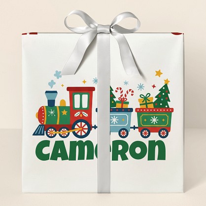 Personalized Christmas Train Wrapping Paper