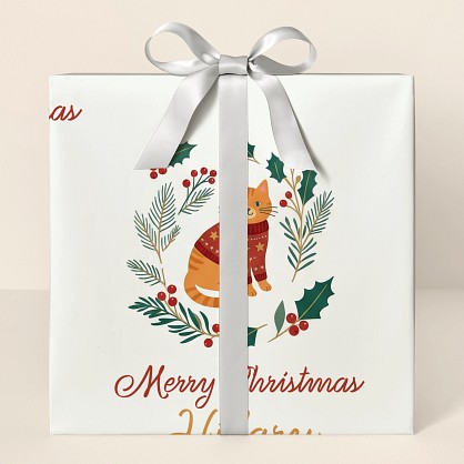 Personalized Christmas Cats in Sweaters Wrapping Paper