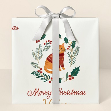 Personalized Christmas Cats in Sweaters Wrapping Paper
