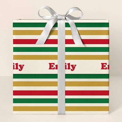 Personalized Christmas Stripes Wrapping Paper
