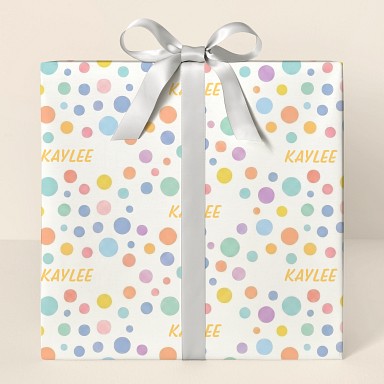 Personalized Baby Shower Pastel Polka Dot Wrapping Paper