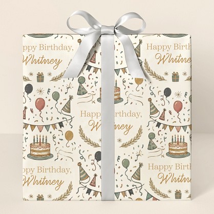 Personalized Vintage Birthday Celebration Wrapping Paper