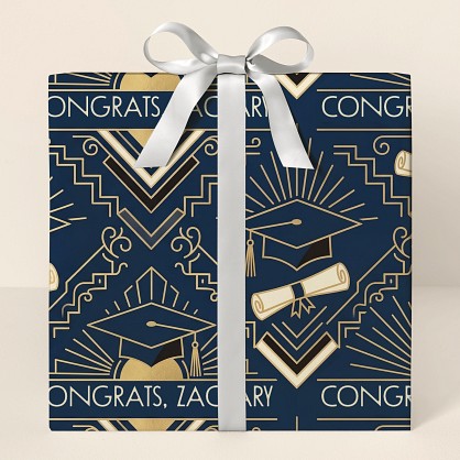 Personalized Art Deco Graduation Wrapping Paper
