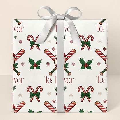 Personalized Baseball Christmas Holiday Wrapping Paper