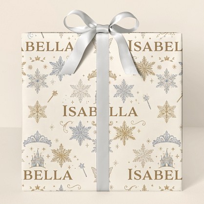 Princess Fairy Tale Christmas Snowflake Wrapping Paper