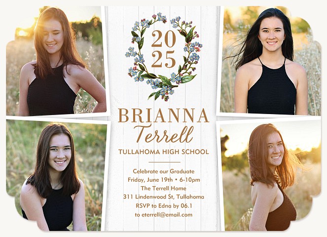 Floral Wreath Graduation Invitations