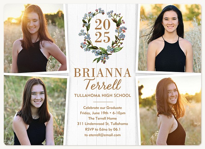 Floral Wreath Graduation Invitations