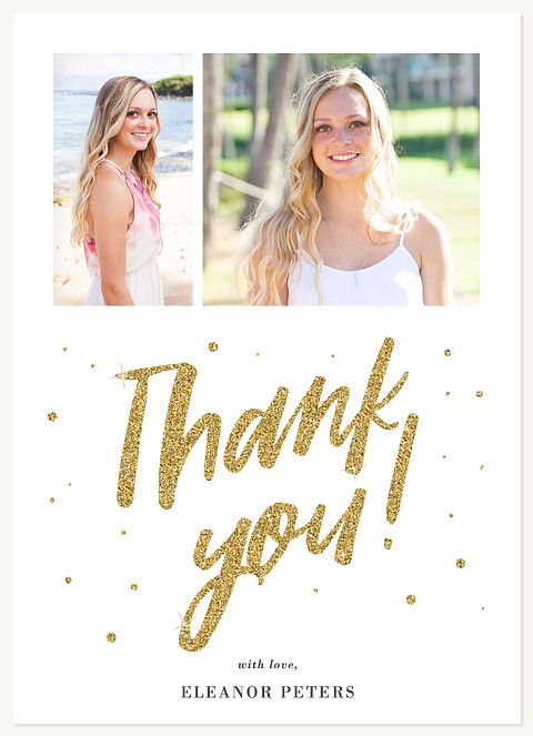 Glittered Congrats Graduation Thank You Cards