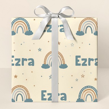 Boho Rainbow Clouds & Stars Nursery Wrapping Paper