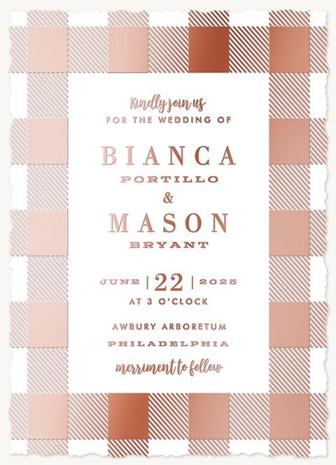 Gilded Plaid Wedding Invitations