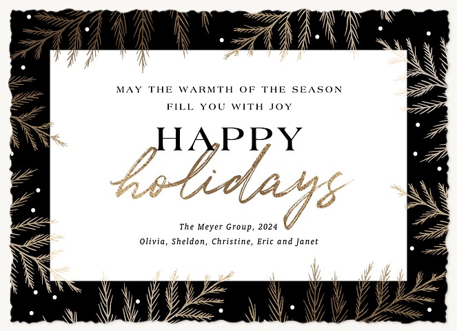 Elegant Cedar Frame Business Holiday Cards