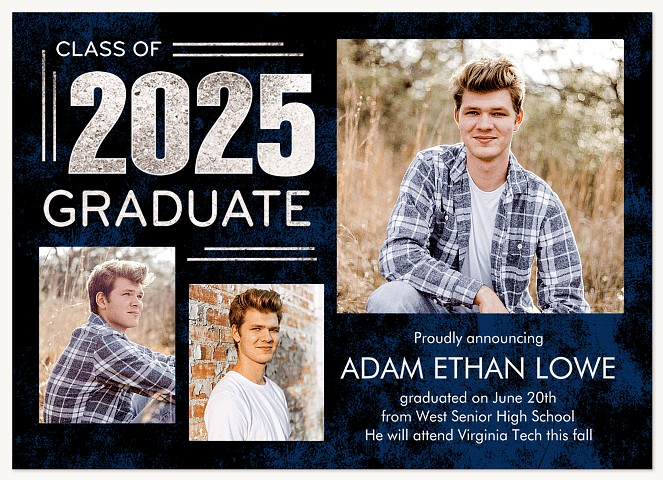 Silver & Indigo Graduation Announcements