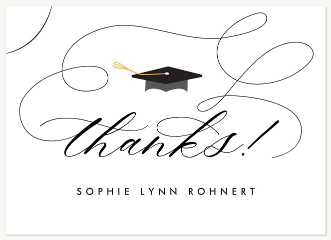 Flourished Grad Hat Graduation Thank You Cards