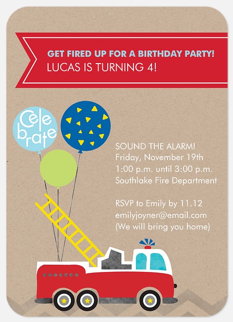 Fired Up Kids' Birthday Invitations