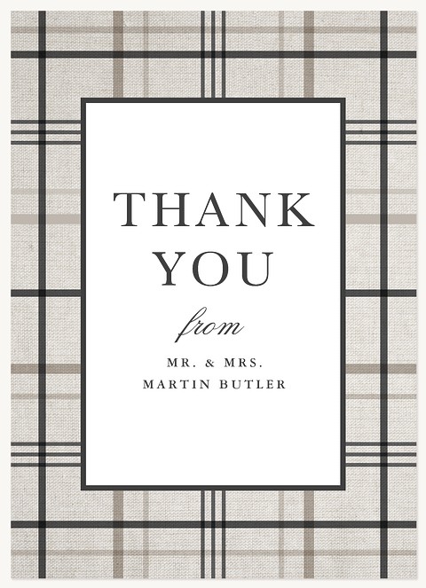 Linen & Plaid Wedding Thank You Cards