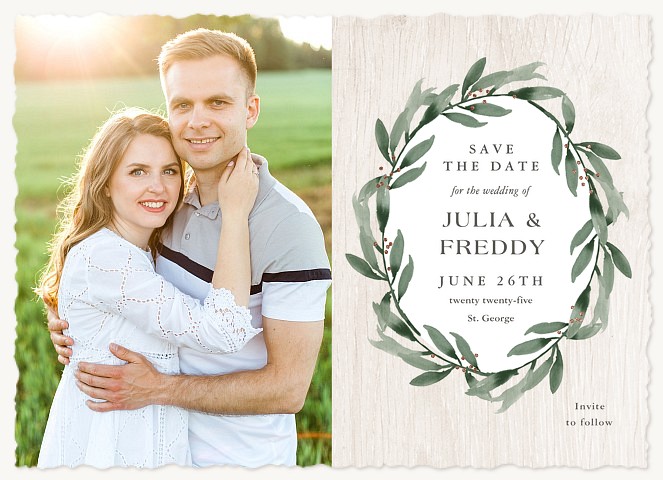 Foraged Wreath Save the Date Cards