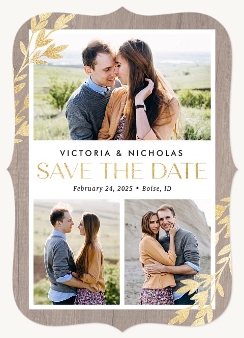 Golden Greenery Save the Date Cards