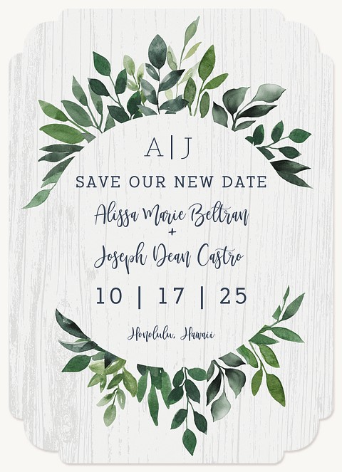 Rustic Greenery Change the Date Cards