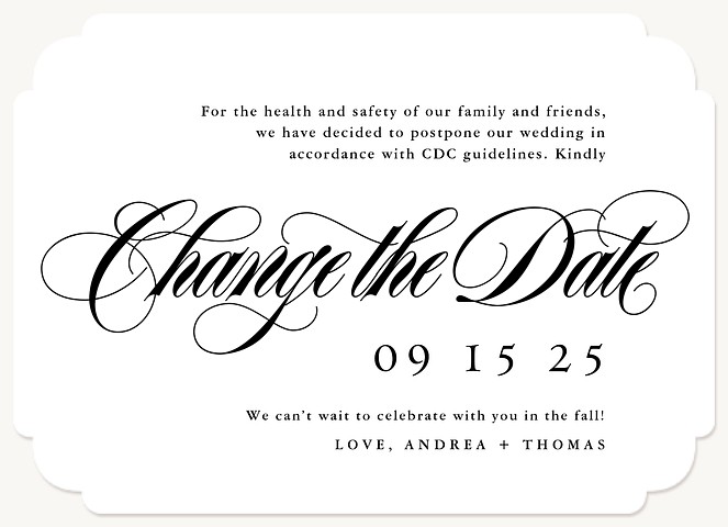 Bold Calligraphy Change the Date Cards