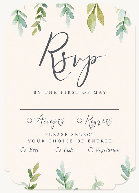 Watercolor Greenery Wedding RSVP Cards