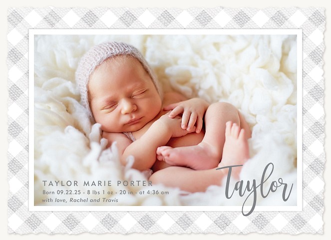 Linen Check Baby Announcements