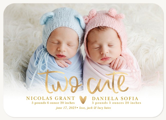 Two Cute Twin Birth Announcements