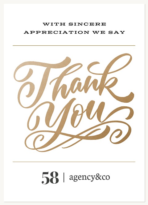 Golden Script Business Thank You Cards