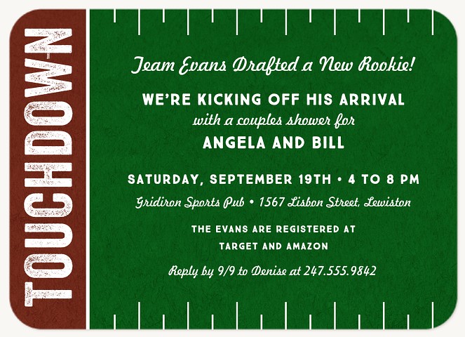 Touchdown Baby Shower Invites