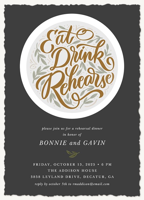 Garnished Plate Rehearsal Dinner Invitations