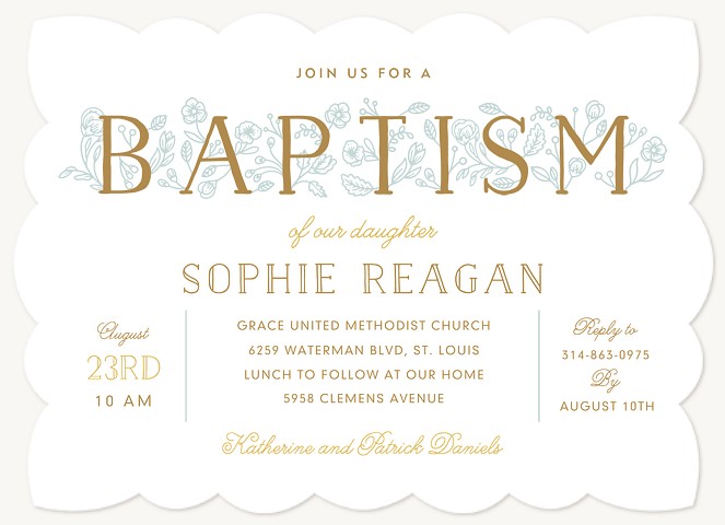 Floral Letters Baptisms & Christening Invitations