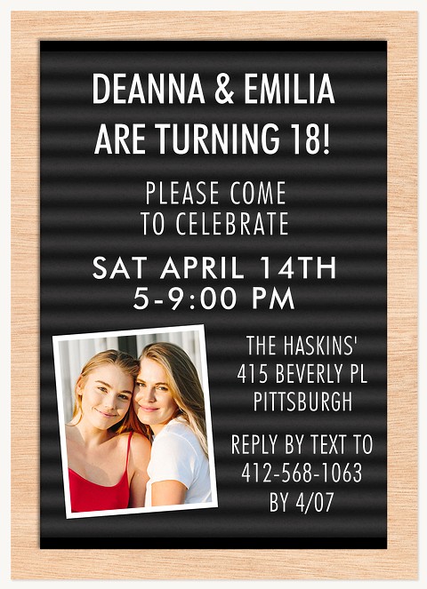 Letterboard Teen Birthday Invitations