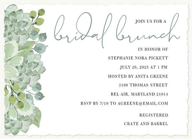 Succulent Brunch Bridal Shower Invitations