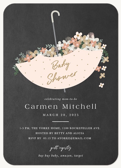 Blooming Umbrella Baby Shower Invites