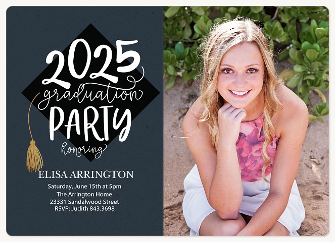 Decorated Cap Graduation Invitations