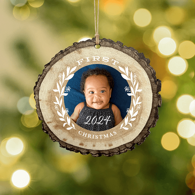 Rustic Wreath Personalized Ornaments