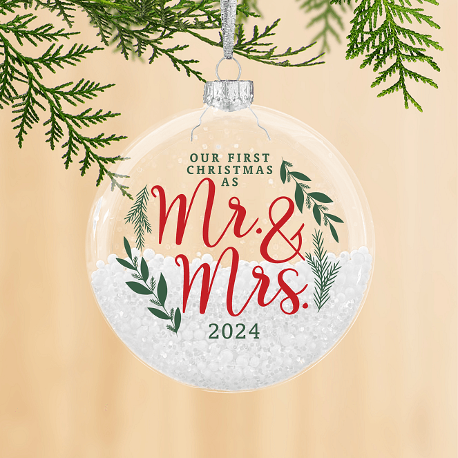 Festive Newlyweds Personalized Ornaments