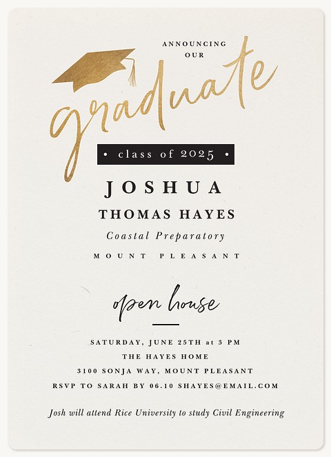 Golden Mortarboard Graduation Cards