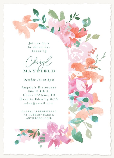 Arched Flowers Bridal Shower Invitations