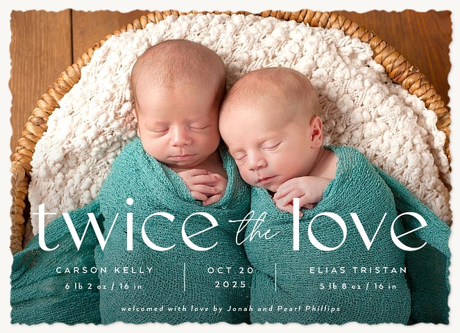 Twice the Love Twin Birth Announcements