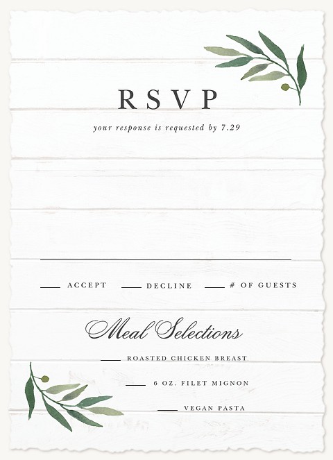 Farmhouse Laurels Wedding RSVP Cards