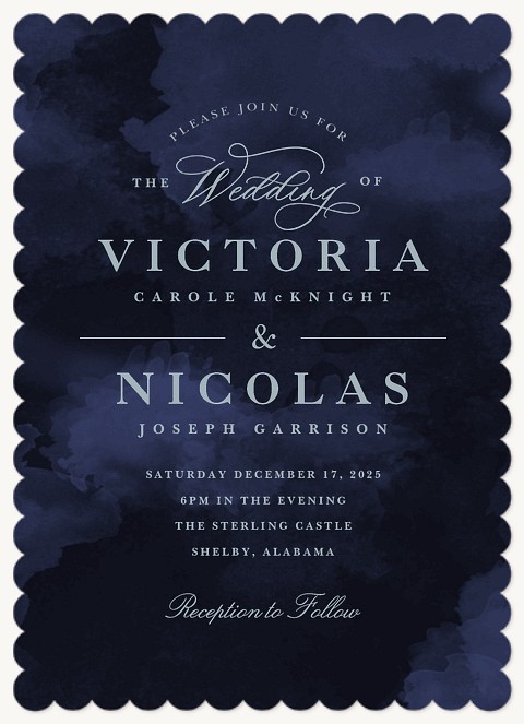 Navy Watercolor Wedding Invitations