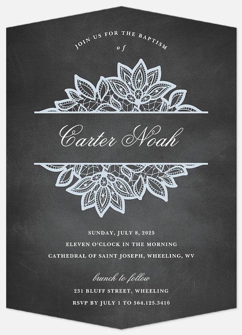 Chalkboard Lace Baptism Christening Invitations
