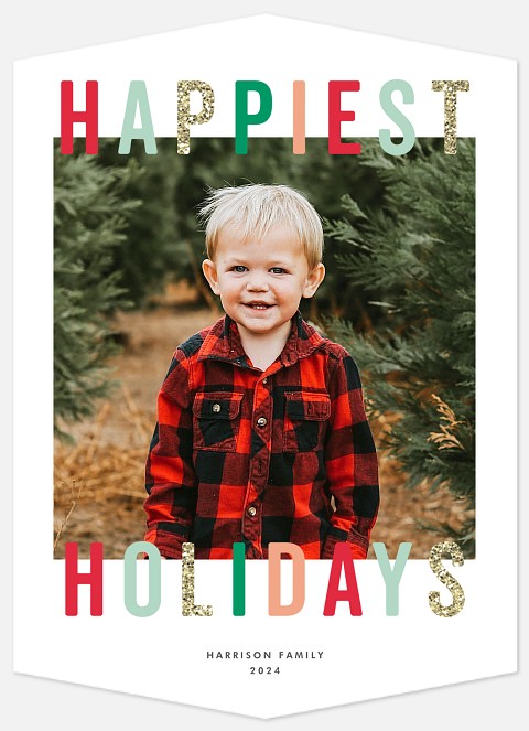 Rainbow Sparkle Holiday Photo Cards